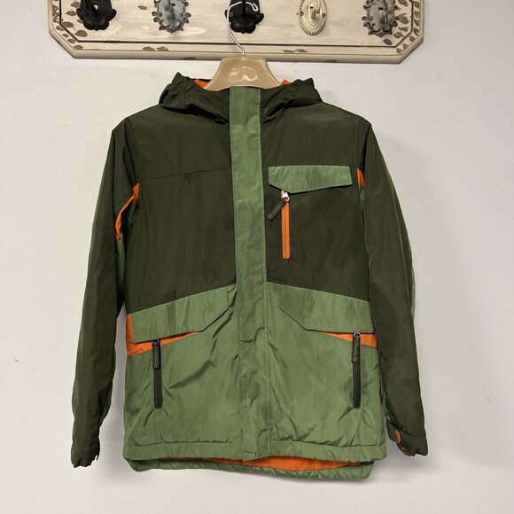 Lands' End Other - Lands End Kids Boys Jacket w/ Hood Green & Orange M 10/12
